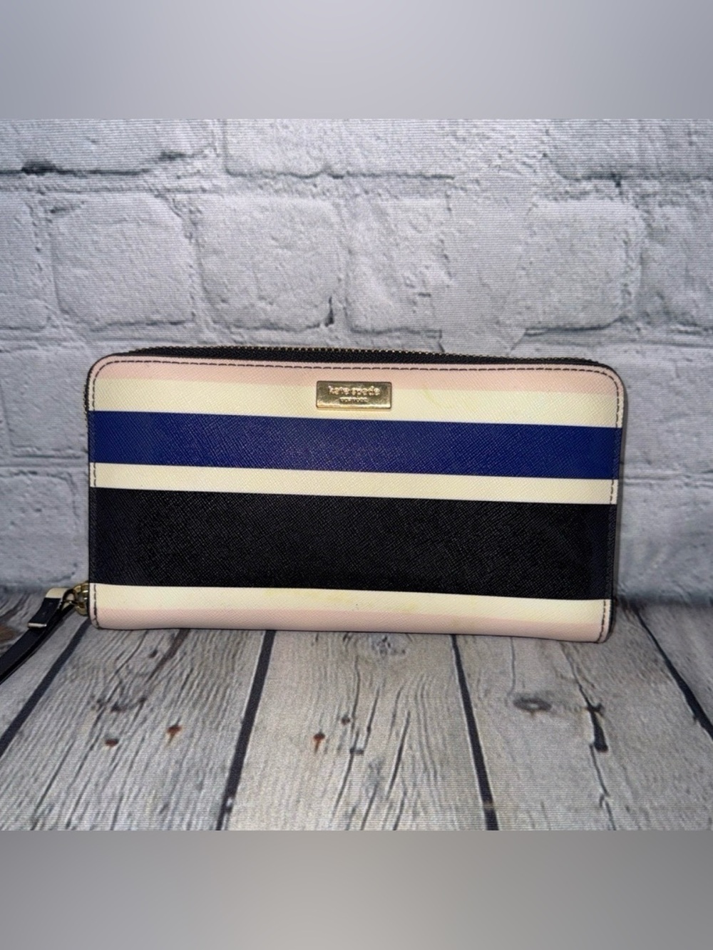 Kate Spade Striped Zip Around Wallet